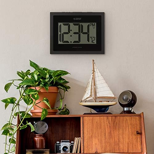 La Crosse Technology 513-54087-INT Atomic Digital Wall Clock with Indoor Temperature