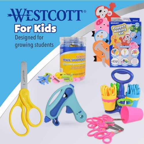 Westcott 5-Inch Pointed Safety Scissors For Kids, Back to School, Classroom Supplies, Assorted, Pack of 12 (14872)
