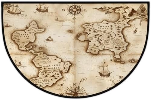 Retro Pirate Clip Art Half Round Door Mat Non Slip Washable Semi Circle Area Rug Absorbent Soft Half Moon Rug Floor Mat for Indoor Outdoor Kitchen Bathroom Patio Front Door Mat Decor,a-387