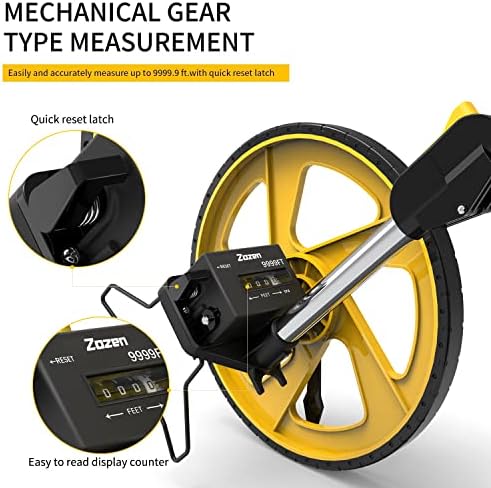 Zozen Measuring Wheel in Feet and Inches, Double Collapsible, Mechanical