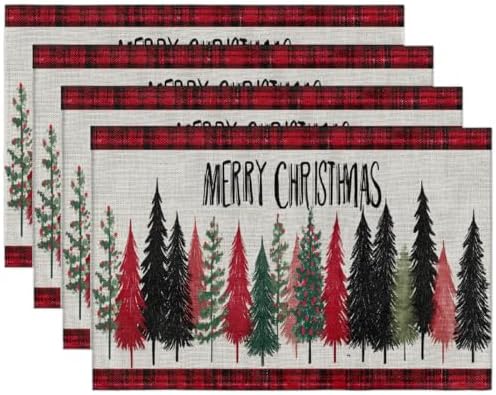 Placemats Set of 4 Washable Linen Place Mats Cloth Table Mats 12x18 Inch