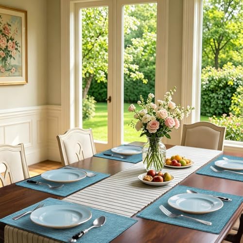 Homaxy Cloths Placemats for Dining Table Set of 4, 13" x 19", Teal