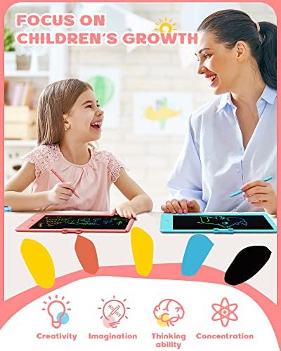 Bravokids 10 Inch LCD Writing Tablet for 3-8 Year Olds - Electronic Drawing Pad and Doodle Board as Educational Birthday Gifts for Girls and Boys (Pink) (Pack of 3)