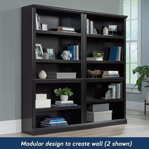 Sauder 5 Tier Book Shelf Wooden Bookcase Multipurpose Bookshelf for Home Office, Living Room, in Estate Black finish