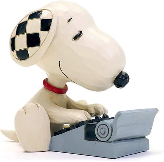 Enesco Jim Shore Peanuts Snoopy Typing Miniature Figurine, 3 Inch, Multicolor