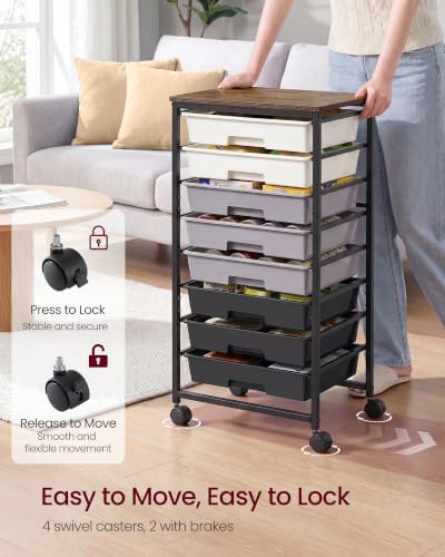 VASAGLE Rolling Cart with Drawers, Craft Organizers and Storage, Black