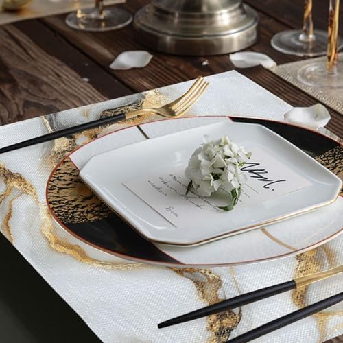 ALAZA Luxurious Marble Pattern Set of 4 Placemats Rectangle Table Mat for Dining Table Restaurant Kitchen Home Decor, 12" x 18"