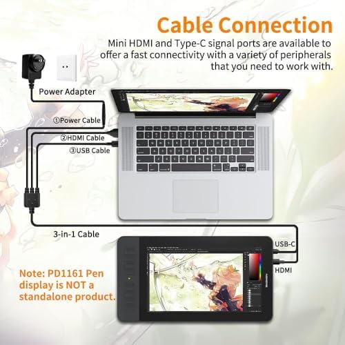 GAOMON PD1161 Drawing Tablet with Screen, Tilt, 8 Shortcut Keys, 11.6" FHD
