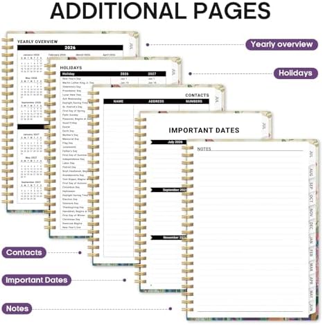 Planner 2026-2027, Jul 2026-Jun 2027 Academic Monthly & Weekly Planner | 6.3" x 8.5" Hardcover Pretty Calendar Planner for Women, Spiral Organizer for School Office Home Supplies, Hummingbird Garden