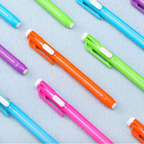 Teling 15 Pcs Retractable Mechanical Eraser Pen, School Pen-Style Erasers Pencil Click Bulk for School Office Painting Writing Drawing Drafting Sketching Adults Kids Supplies(Multicolor)