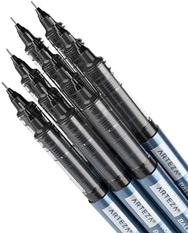 ARTEZA Rollerball Pens, 20 Pack, 0.5 mm Needle Nib, Black Liquid Ink
