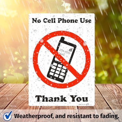 Brimar No Cell Phone Use Thank You Sign 10"x14" Peel and Stick Vinyl Label