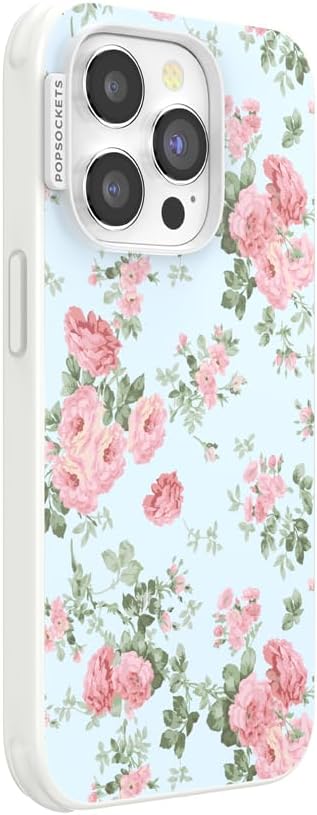 PopSockets iPhone 14 Pro Phone Case with MagSafe- Cottage Tutu Blue | Magnetic, Wireless Charging, Camera & Drop Protection, Light Blue, Baby, Flower, Floral