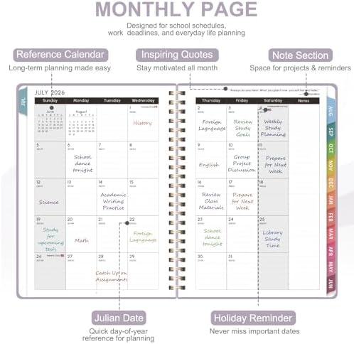Planner 2026-2027, Weekly and Monthly Academic Planner, July 2026 - June 2027, Hardcover Calendar Agenda Book for School Year Planning, School Supplies for Teacher and Student, Letter Size(8.5'' x 11'')