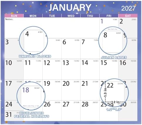 2027 Large Dry Erase Calendar - 48" x 32", 2027 Dry Erase Calendar for Wall