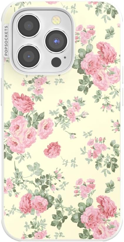 PopSockets iPhone 14 Pro Phone Case with MagSafe- Cottage Tutu | Magnetic, Wireless Charging, Camera & Drop Protection, Yellow, Butter, Flower, Floral