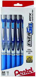 Pentel EnerGel RTX RT Liquid Gel Pen, Med, Metal Tip, 0.7mm, Blue Ink, 12-Pk Window Box of 12 (BL77PC12C1) -Pack of 6