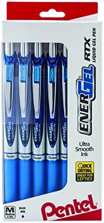 Pentel EnerGel RTX RT Liquid Gel Pen, Med, Metal Tip, 0.7mm, Blue Ink, 12-Pk Window Box of 12 (BL77PC12C1) -Pack of 6
