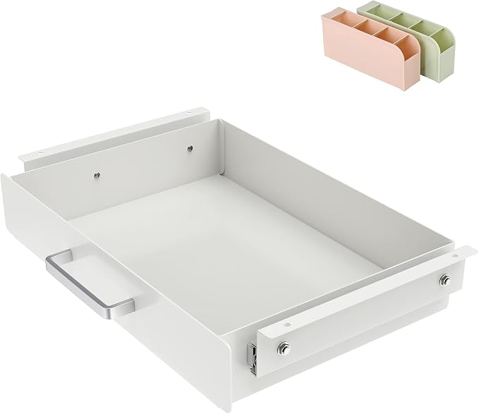 Gome Under Desk Pull-Out Drawer - Storage Organizer Office Mounted, Easy Slide-Out Pencil Drawer for Saving Space, Ideal for Sit-Stand Workstation