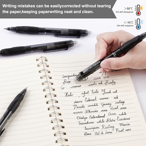 USUAL Retractable Erasable Gel Pens, 0.5mm Fine Point, 20 Black Ink Pens, Make Mistakes Disappear, Smooth Writing for Office & Back-to-School Supplies (20 Black)
