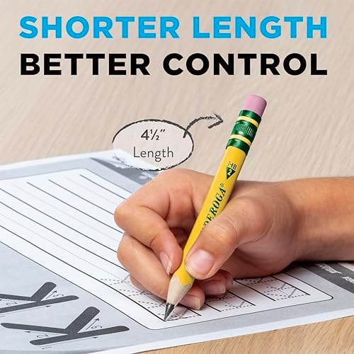 Ticonderoga My First Short Triangular Wood-Cased Pencils, #2 HB Soft | With Erasers, Yellow, 12 Count, Standard Size, High Quality Eraser