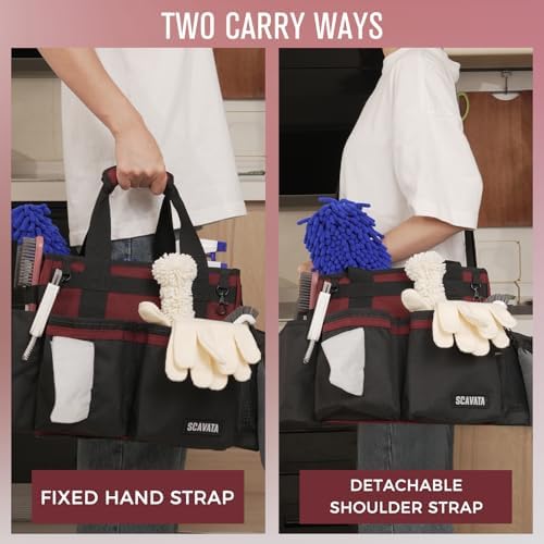 SCAVATA Compact Wearable Cleaning Caddy with Handle & Shoulder Straps