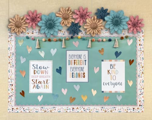 Teacher Created Resources Calming Colors Paper Flowers Premade Decorations for Party Photo Backdrops, Classrooms Walls, Showers and Birthday Celebrations (TCR8349)