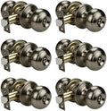 KNOBWELL 6 Pack Privacy Door Knob for Bathroom or Bedroom Door Knobs, Round Interior Door Knobs, Indoor Door Knob, Keyless Door Knob with Lock, Door Handle Lock, Antique Brass