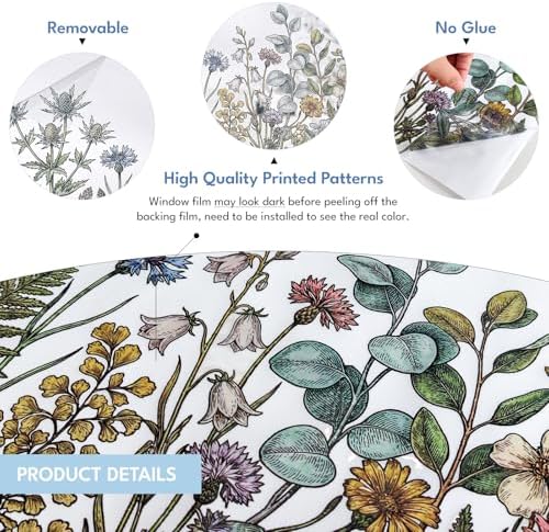 ADD.HERES Stained Glass Window Film, Window Film Decorative, 17.5 x 78.7 in