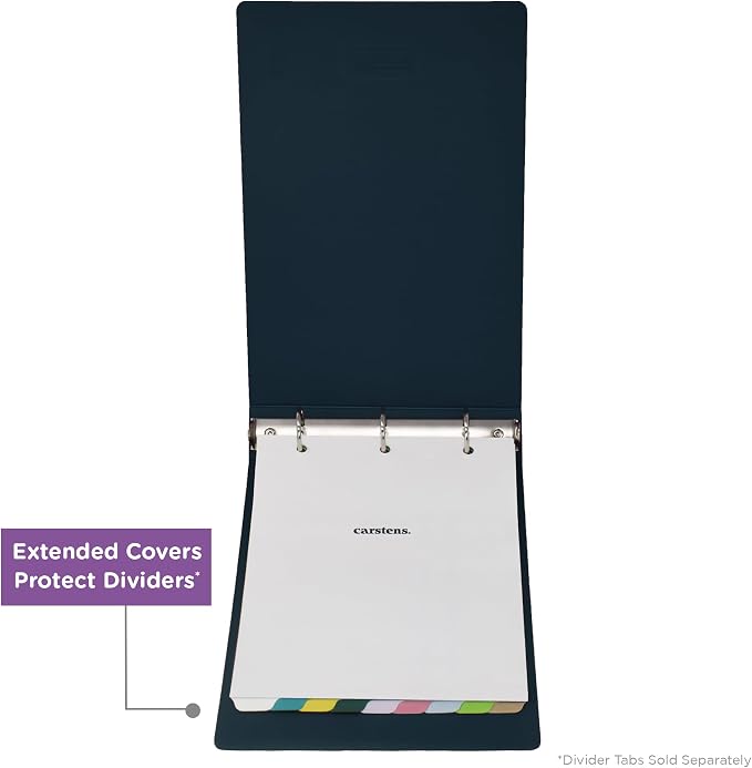 Carstens 3-Inch Heavy Duty 3-Ring Binder - Top Opening, Navy Blue, Durable Plastic, Precision No-Gap Rings, Waterproof Cover, No Pockets, Holds 400 US Letter Sheets, BPA-Free, Made in USA (1759-3R)