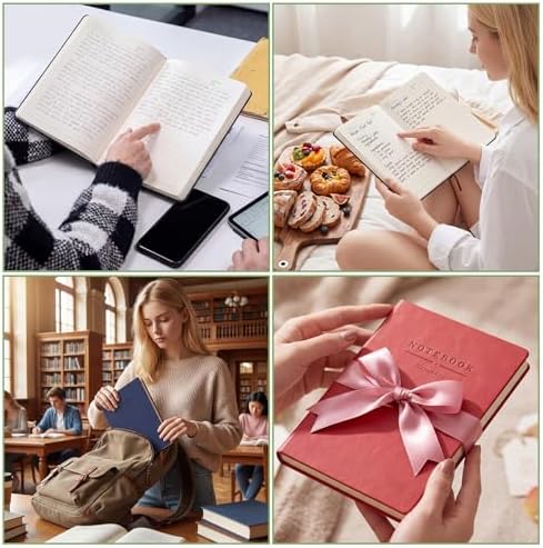 SATINIOR 5 Pack A4 Notebooks Leather Softcover Journal, Assorted Color
