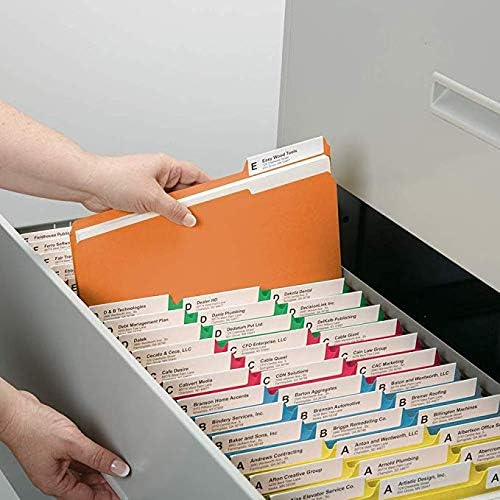 Smead Hanging File Folder Kit, Letter Size, Set of 24 Hanging File Folders and 24 Top Tab File Folders, Assorted Colors (Red, Yellow, Blue, Green)
