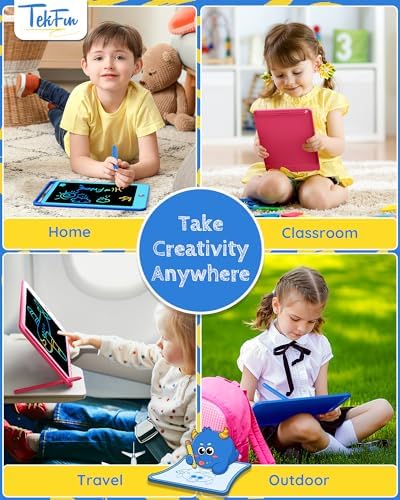 TEKFUN 2 Pack LCD Writing Tablet for Kids, 8.5 Inch Blue+Pink Doodle Board Drawing Board Drawing Tablet with Lanyard, Educational Kids Easter Christmas Toys Birthday Gift for Boys Girls 3-12 Years Old