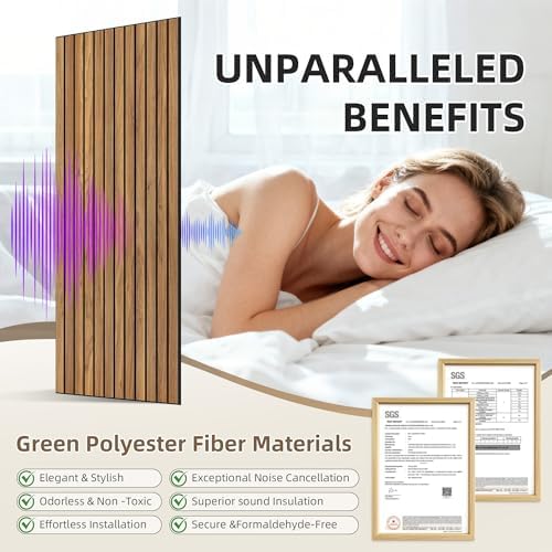 TO-TH Acoustic Panels Decorative Soundproof Wall Panel 10 Pack, Rustic Teak