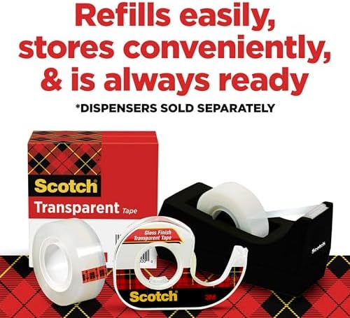 Scotch Transparent Tape Clear | 3/4 in x 1000 in | Photo-Safe | Strong Adhesion | 24 Rolls, Pack of 6