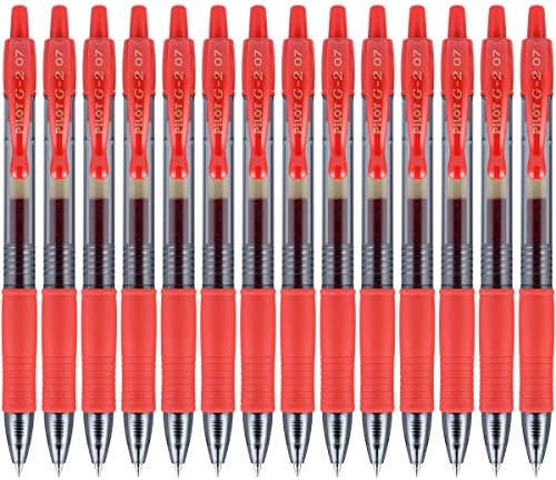 PILOT G2 Premium Rolling Ball Gel Pens, Fine Point 0.7mm, Red Ink, 14-Pack