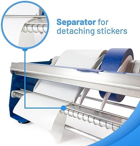 IDL Packaging 18" Manual Label and Tape Dispenser, 2" and Up Core Size, Adjustable Roll Width - Tabletop & Wall-Mounted Multi Roll Holder - Industrial Grade Steel Construction