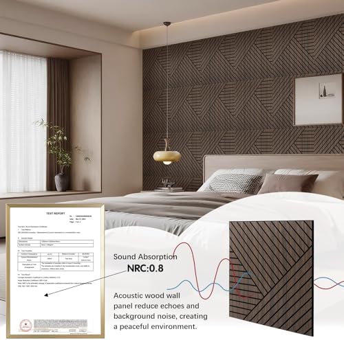 4 Packs Acoustic Wall Panels - Self-Adhesive 3D Wood Slat Wall Panel- Peel and Stick Sound Absorbing Panels for Noise Reducing - Feature Wall Decor for Home & Office