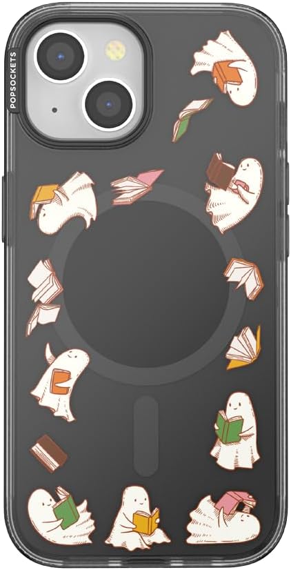 PopSockets iPhone 15 Phone Case with MagSafe- Spooky Book Club | Magnetic, Wireless Charging, Camera & Drop Protection, Witchy, Halloween, Horror