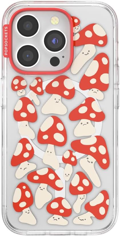 PopSockets iPhone 15 Pro Case Compatible with MagSafe, Phone Case for iPhone 15 Pro, Wireless Charging Compatible, Case Only - Red Shrooms