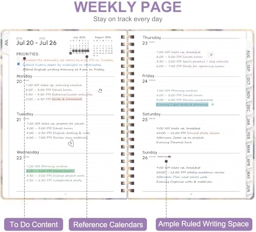 Planner 2026-2027, Weekly and Monthly Academic Year Calendar Planner, July 2026 - June 2027, Daily Agenda Book for Office School Supplies, A5(6.3'' x 8.5'')
