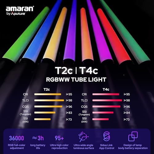 Aputure Amaran T2C 20W RGBWW LED Tube Light,APP/DMX Control,23.6inch/60cm
