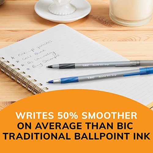 BIC Round Stic Grip Xtra Comfort Ballpoint Pens, Assorted Colors