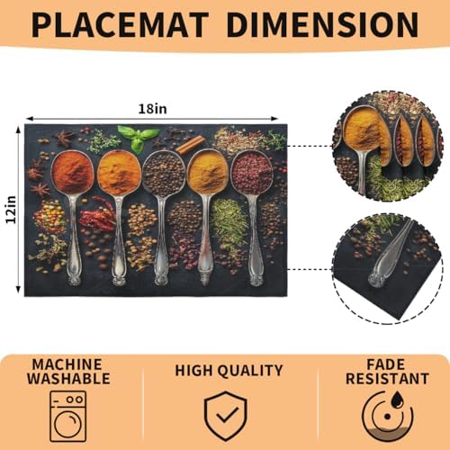 Placemats Set of 4 Washable Linen Place Mats Cloth Table Mats 12x18 Inch
