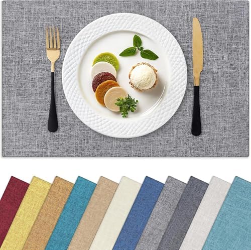 Homaxy Cloths Placemats for Dining Table Set of 6, 13" x 19", Dark Grey