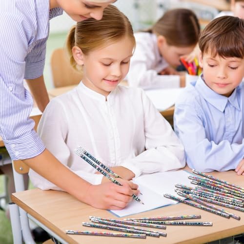 Tenceur 200 Pcs Star Student Motivational Pencils with Erasers Bulk 7.3 Inches Student Incentives Recognition Education Award Prize for Teacher School Classroom Reward Supplies