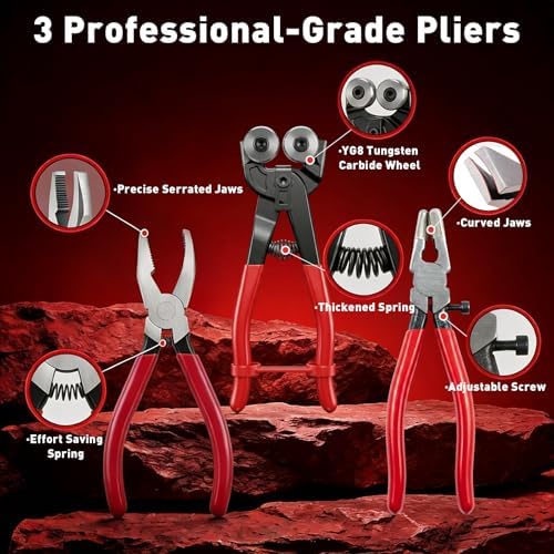 23Pcs Stained Glass Tools Kit, Glass Cutters Tools with Wheeled Glass Nippers,Running & Grozer Pliers, 2-20mm Glass Cutters with Oil, Safety Gloves & Rich Accessories-For Mosaic,Tile,Fusing,DIY Crafts
