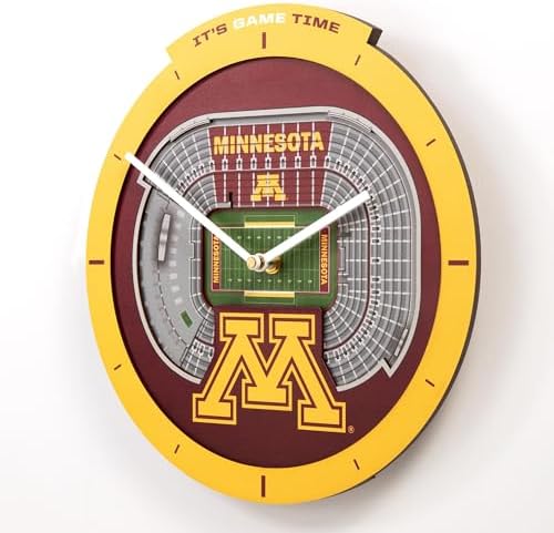 YouTheFan NCAA Minnesota Golden Gophers StadiumView 3D Wall Clock