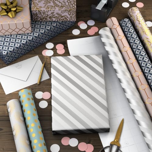 Hallmark Wrapping Paper Rolls, 6 Rolls (Hearts, Dots, Flowers, Stripes)