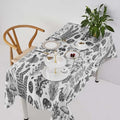 Vintage Mushroom Tablecloth, Black White Nature Forest Fern Leaves Autumn Plants Botanical Print Table Cover for Home Dining Decor Kitchen Party Outdoor 60x90in